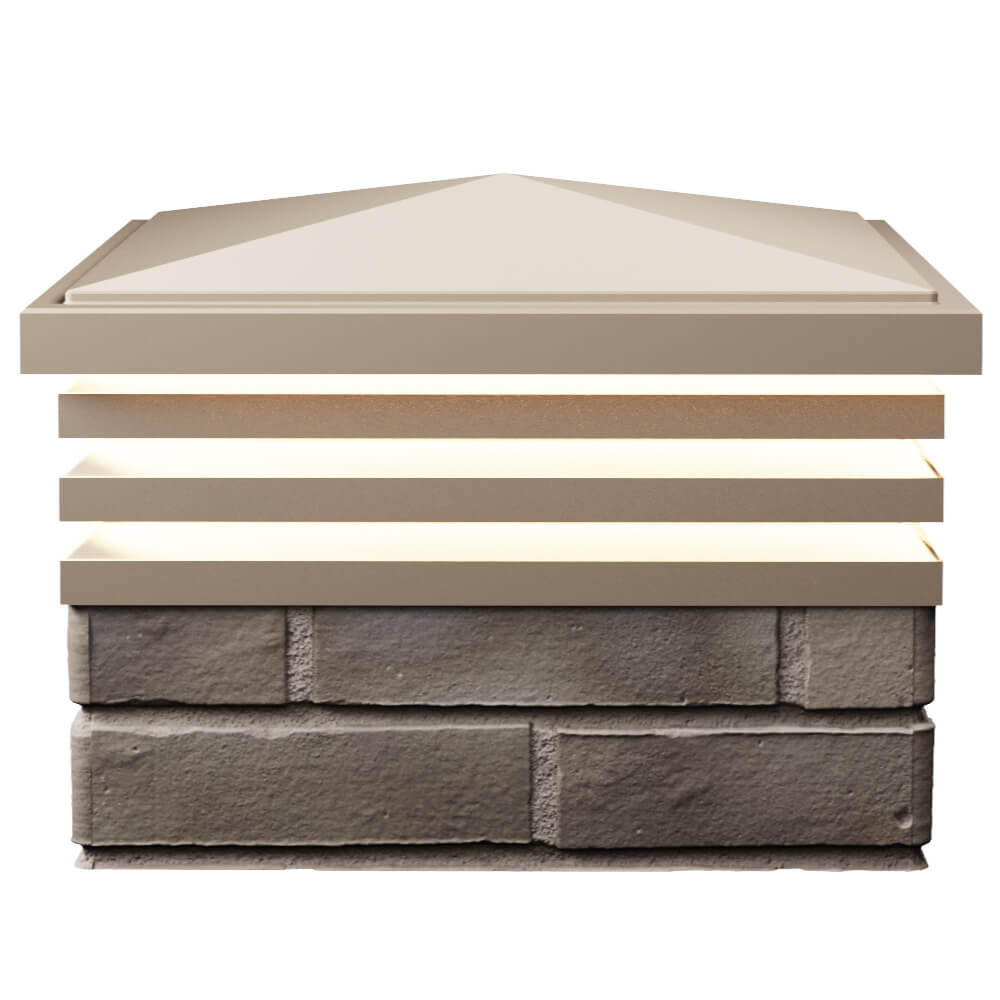 Колпак Zking Бона ХайТек Бежевый на столб 1.5х1.5 кирпича (385х385мм) с подсветкой в Хабаровске фото