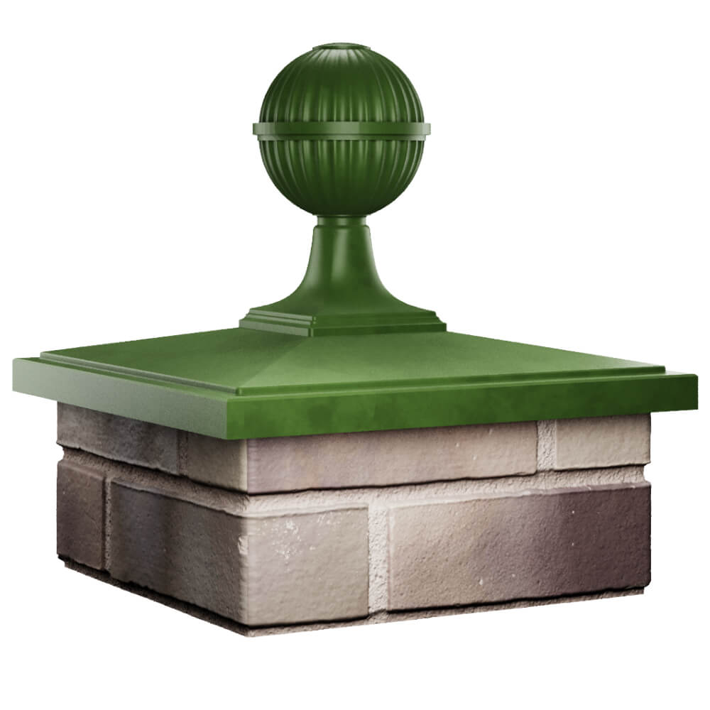 Колпак Zking БонаМоно Зеленый с шаром на столб 1.5х1.5 кирпича (385х385, 400х400мм) в сборе в Хабаровске фото
