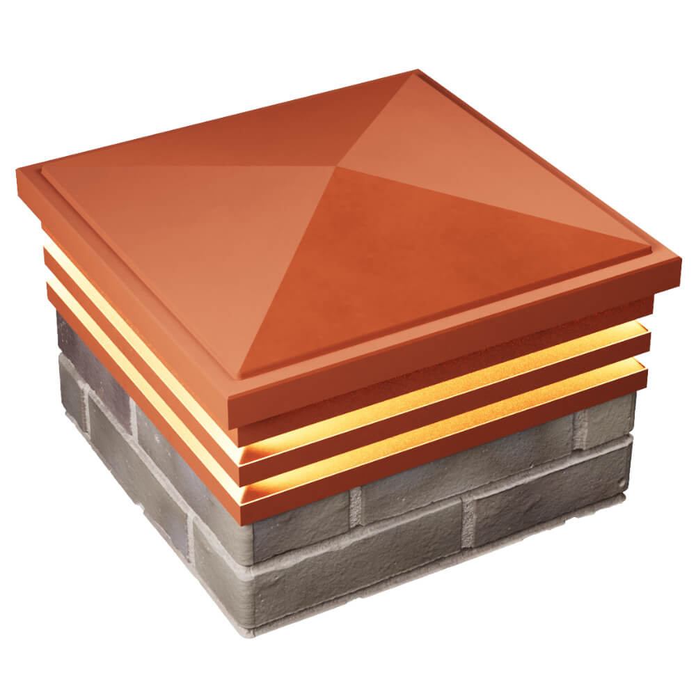 Колпак Zking Бона ХайТек Красный на столб 1.5х1.5 кирпича (385х385мм) с подсветкой в Хабаровске фото