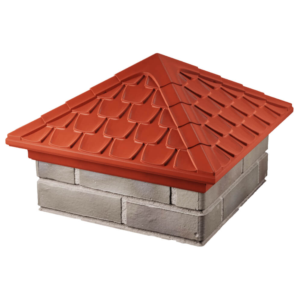 Колпак Zking Эльбрус Красный на столб 1.5х1.5 кирпича (385х385мм) в Хабаровске фото