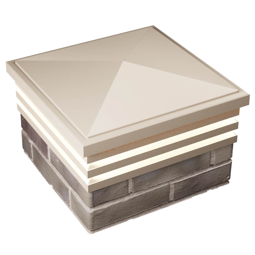 Колпак Zking Бона ХайТек Бежевый на столб 1.5х1.5 кирпича (385х385мм) с подсветкой в Хабаровске фото