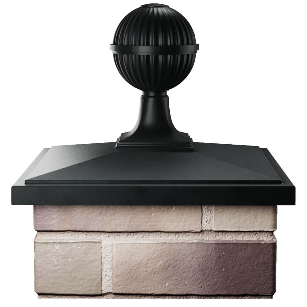 Колпак Zking БонаМоно Черный с шаром на столб 1.5х1.5 кирпича (385х385, 400х400мм) в сборе Хабаровск фото