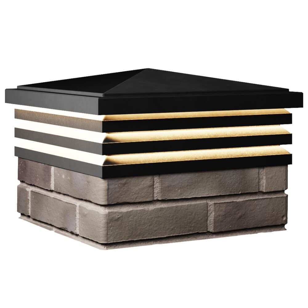 Колпак Zking Бона ХайТек Черный на столб 1.5х1.5 кирпича (385х385мм) с подсветкой в Хабаровске фото