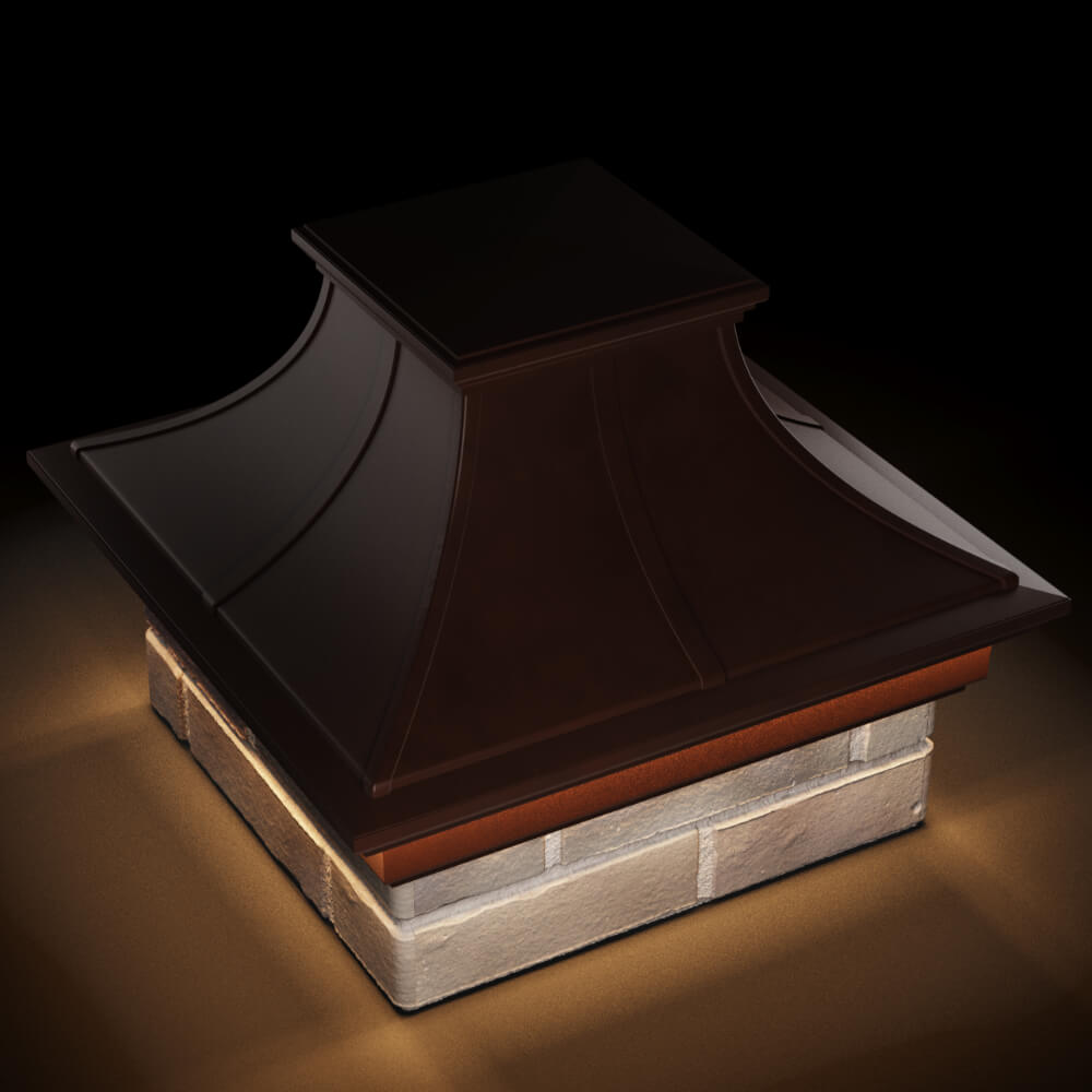 Колпак Zking Монблан Премиум Коричневый на столб 1.5х1.5 кирпича (385х385мм) с подсветкой в Хабаровске фото