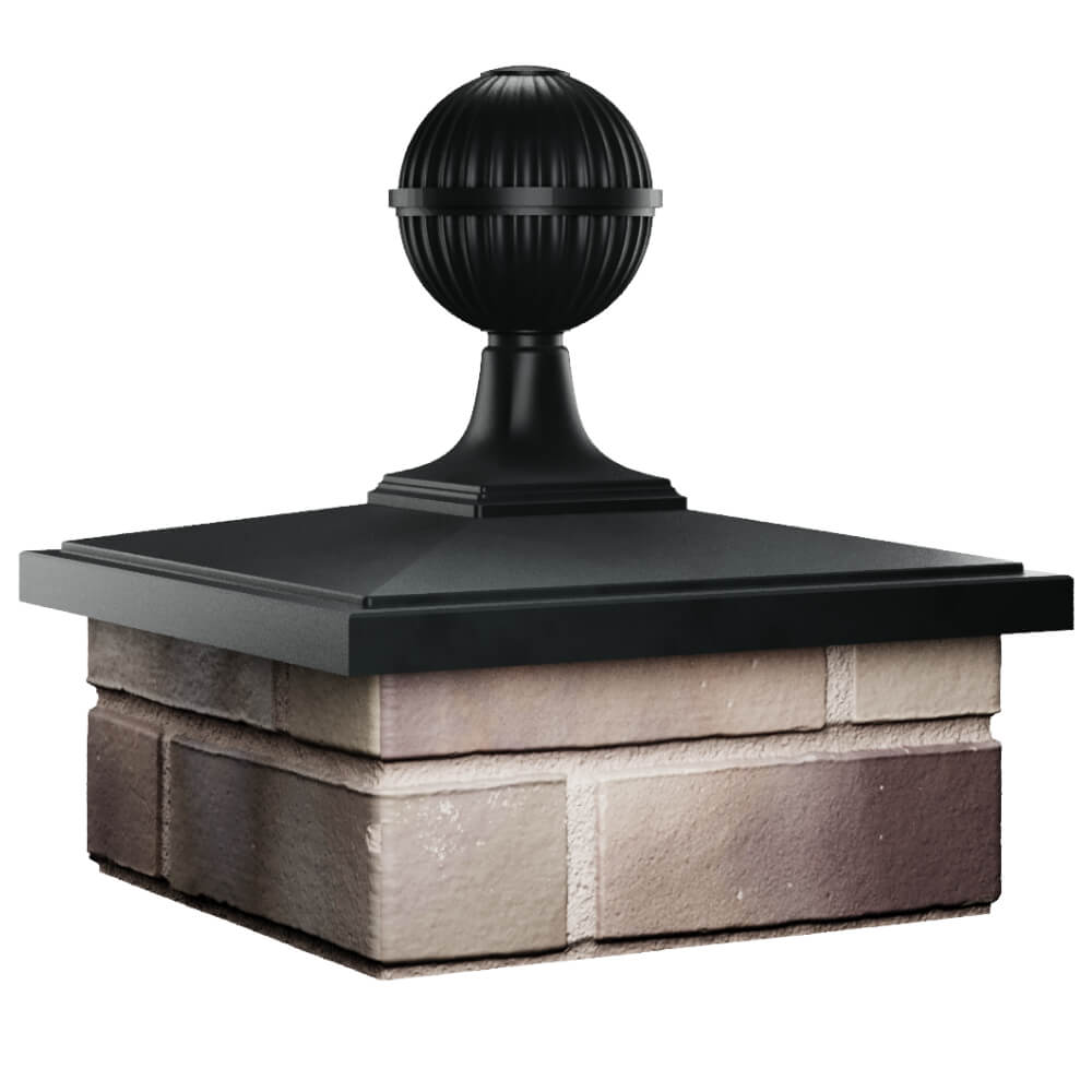 Колпак Zking БонаМоно Черный с шаром на столб 1.5х1.5 кирпича (385х385, 400х400мм) в сборе в Хабаровске фото