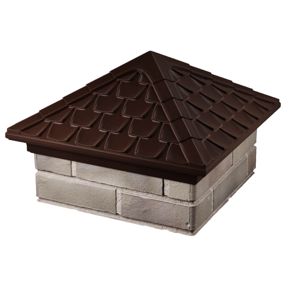 Колпак Zking Эльбрус Коричневый на столб 1.5х1.5 кирпича (385х385мм) в Хабаровске фото