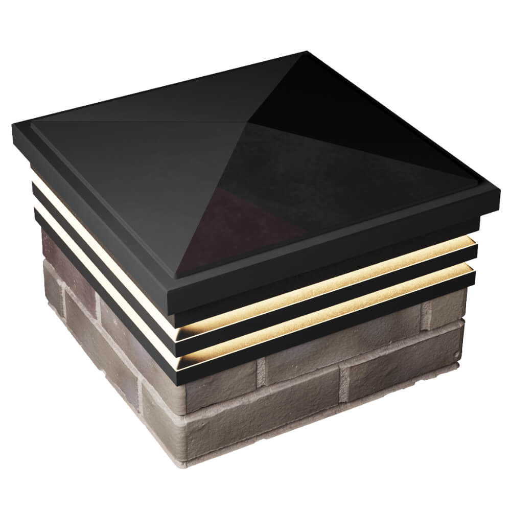 Колпак Zking Бона ХайТек Черный на столб 1.5х1.5 кирпича (385х385мм) с подсветкой в Хабаровске фото