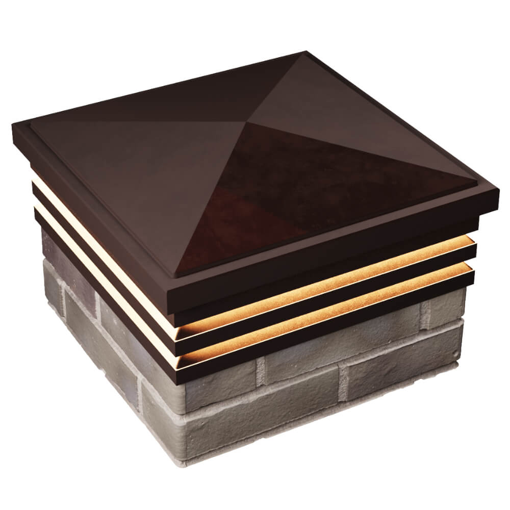 Колпак Zking Бона ХайТек Коричневый на столб 1.5х1.5 кирпича (385х385мм) с подсветкой в Хабаровске фото