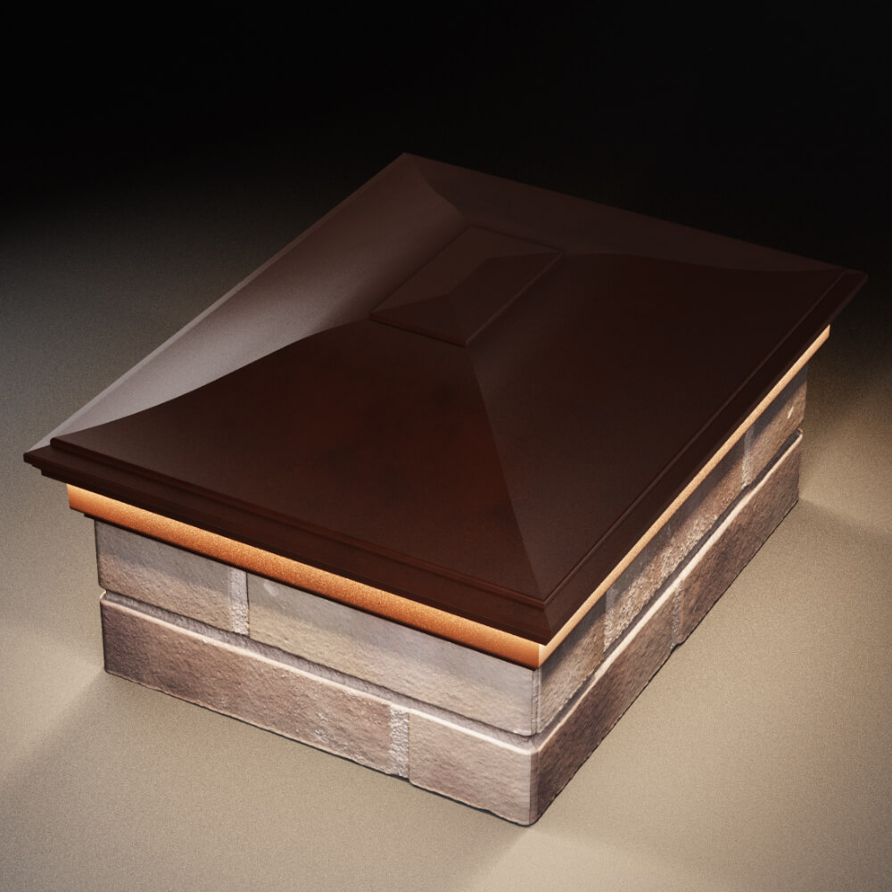 Колпак Zking Монблан Коричневый на столб 2х1.5 кирпича (515х385мм) c подсветкой в Хабаровске фото