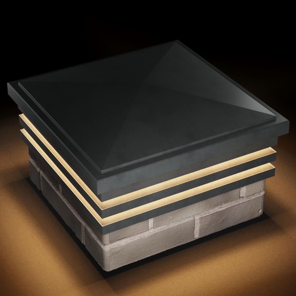 Колпак Zking Бона ХайТек Серый на столб 1.5х1.5 кирпича (385х385мм) с подсветкой в Хабаровске фото