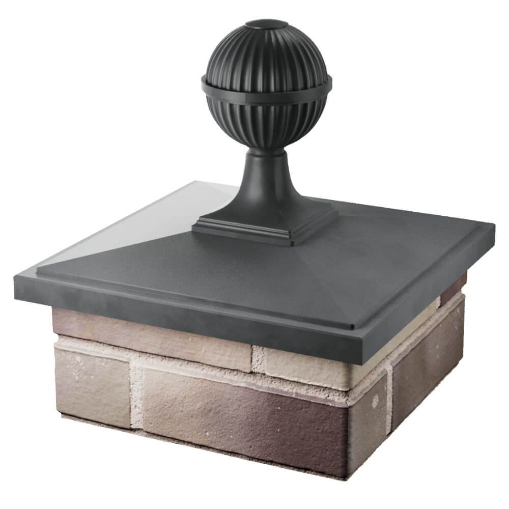 Колпак Zking БонаМоно Серый с шаром на столб 1.5х1.5 кирпича (385х385, 400х400мм) в сборе в Хабаровске фото