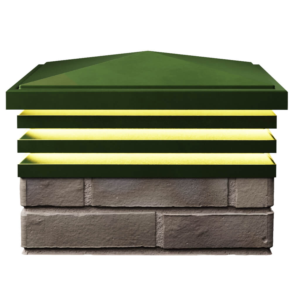 Колпак Zking Бона ХайТек Зеленый на столб 1.5х1.5 кирпича (385х385мм) с подсветкой в Хабаровске фото