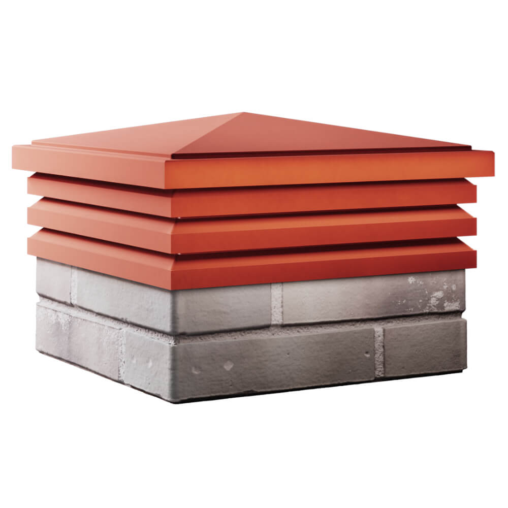 Колпак Zking Бона ХайТек Красный на столб 1.5х1.5 кирпича (385х385мм) в Хабаровске фото