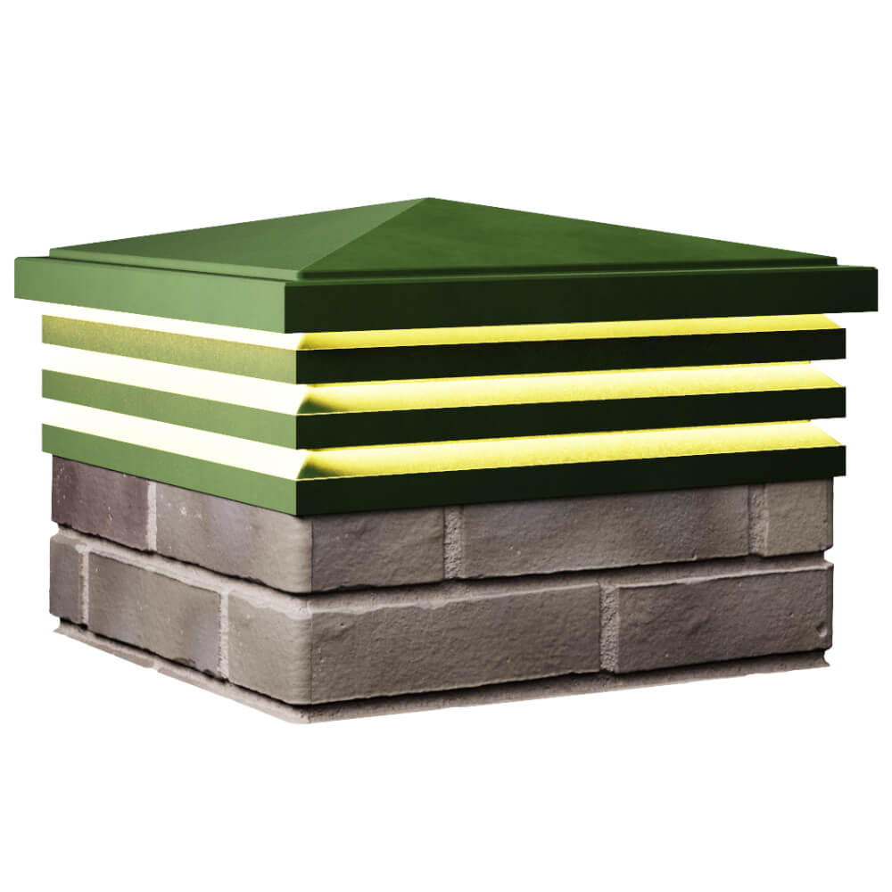 Колпак Zking Бона ХайТек Зеленый на столб 1.5х1.5 кирпича (385х385мм) с подсветкой в Хабаровске фото