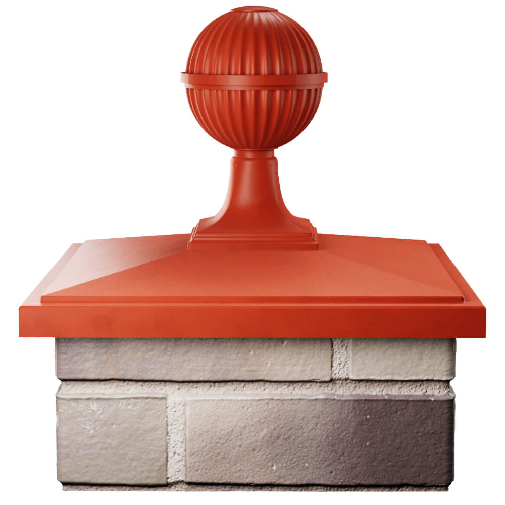 Колпак Zking БонаМоно Красный с шаром на столб 1.5х1.5 кирпича (385х385, 400х400мм) в сборе Хабаровск фото