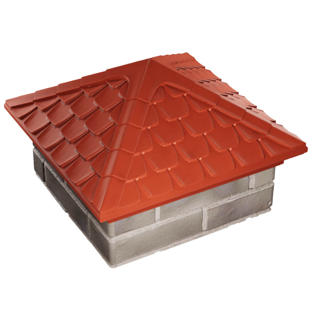 Колпак Zking Эльбрус Красный на столб 1.5х1.5 кирпича (385х385мм) в Хабаровске фото