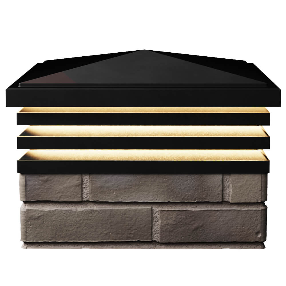 Колпак Zking Бона ХайТек Черный на столб 1.5х1.5 кирпича (385х385мм) с подсветкой в Хабаровске фото