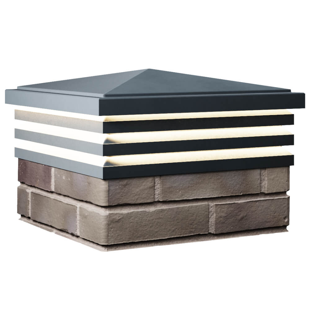 Колпак Zking Бона ХайТек Серый на столб 1.5х1.5 кирпича (385х385мм) с подсветкой в Хабаровске фото