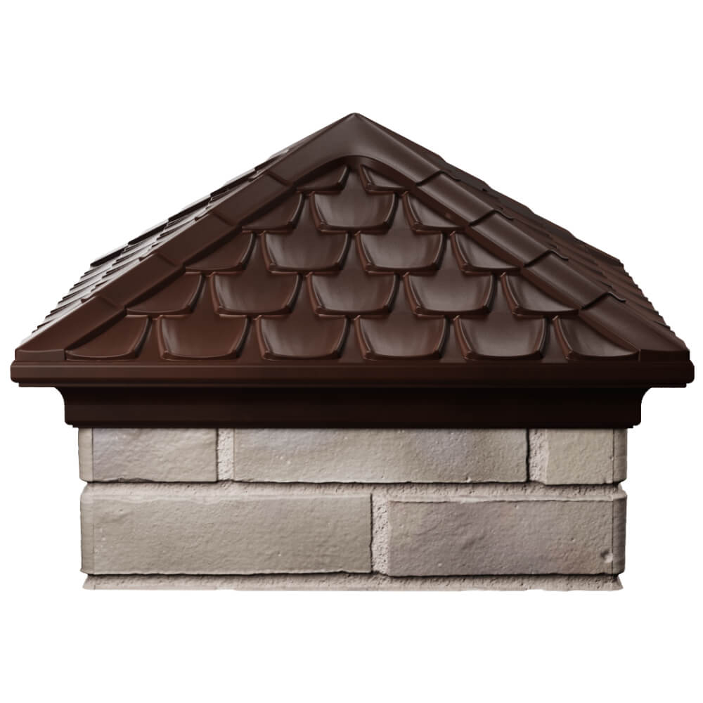 Колпак Zking Эльбрус Коричневый на столб 1.5х1.5 кирпича (385х385мм) Хабаровск фото