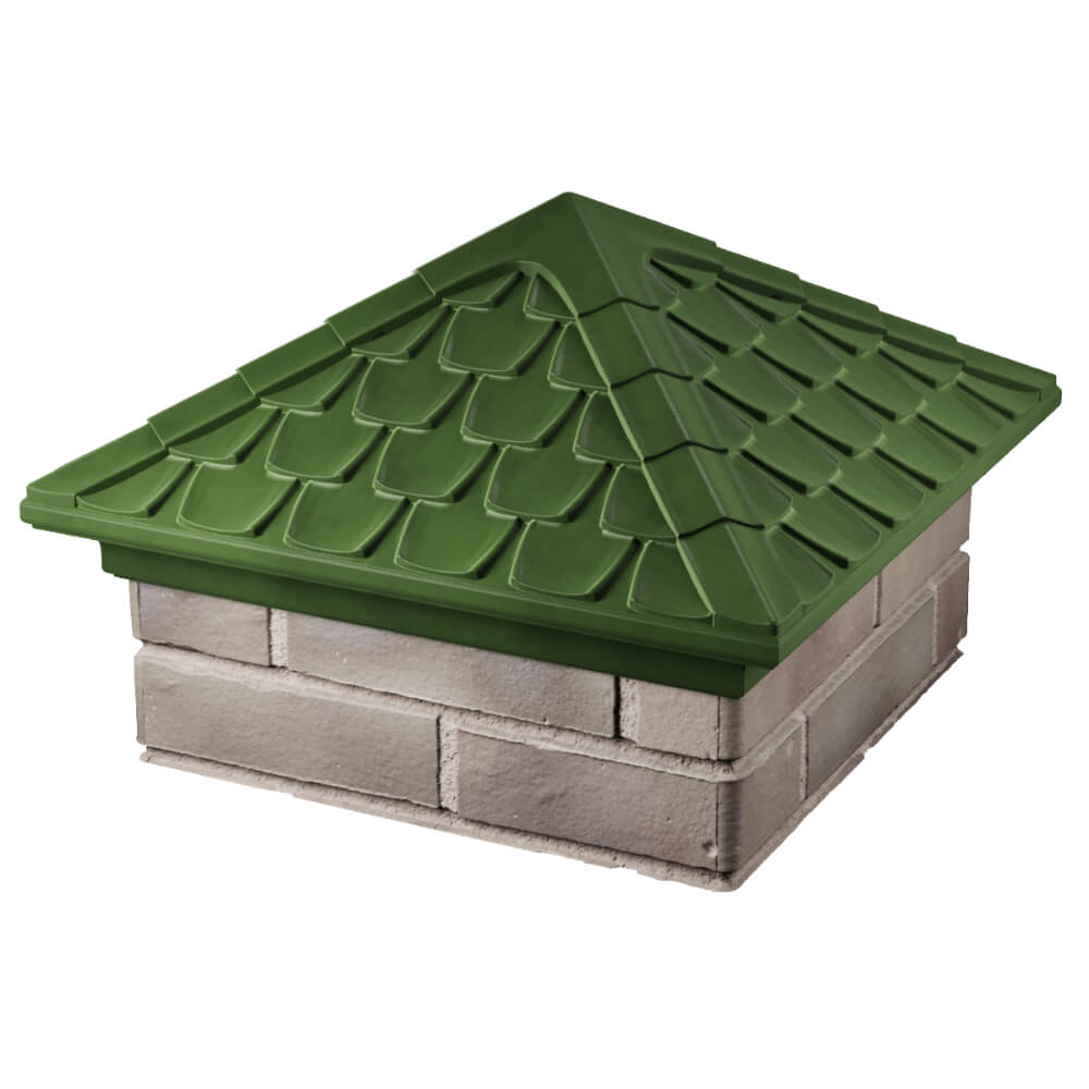 Колпак Zking Эльбрус Зеленый на столб 1.5х1.5 кирпича (385х385мм) в Хабаровске фото