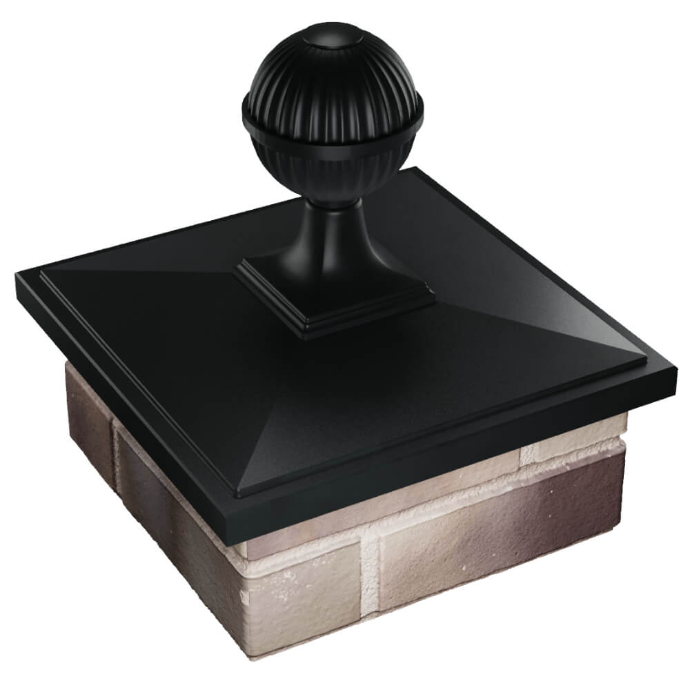 Колпак Zking БонаМоно Черный с шаром на столб 1.5х1.5 кирпича (385х385, 400х400мм) в сборе в Хабаровске фото