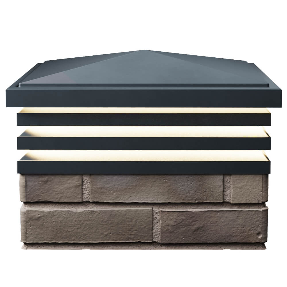 Колпак Zking Бона ХайТек Серый на столб 1.5х1.5 кирпича (385х385мм) с подсветкой в Хабаровске фото