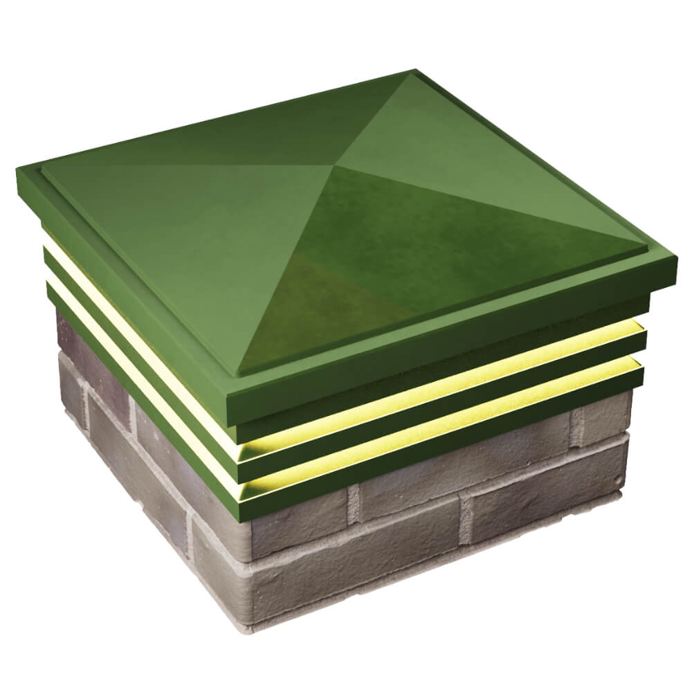 Колпак Zking Бона ХайТек Зеленый на столб 1.5х1.5 кирпича (385х385мм) с подсветкой в Хабаровске фото