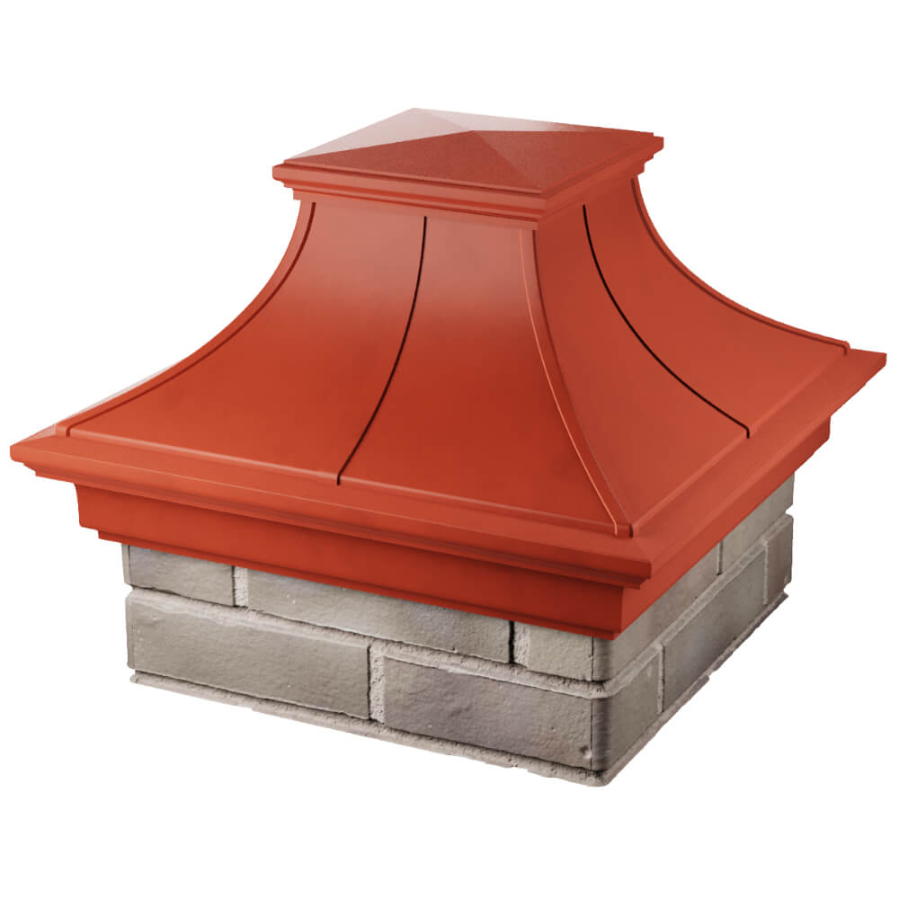 Колпак Zking Монблан Премиум Красный на столб 1.5х1.5 кирпича (385х385мм) в Хабаровске фото