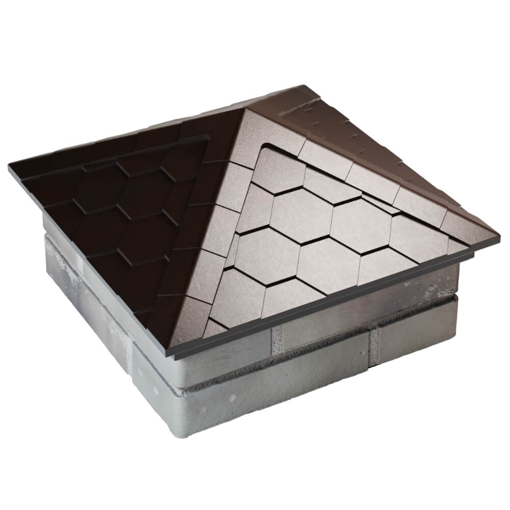 Колпак Zking Эверест Коричневый на столб 1.5х1.5 кирпича (390х390мм) в Хабаровске фото