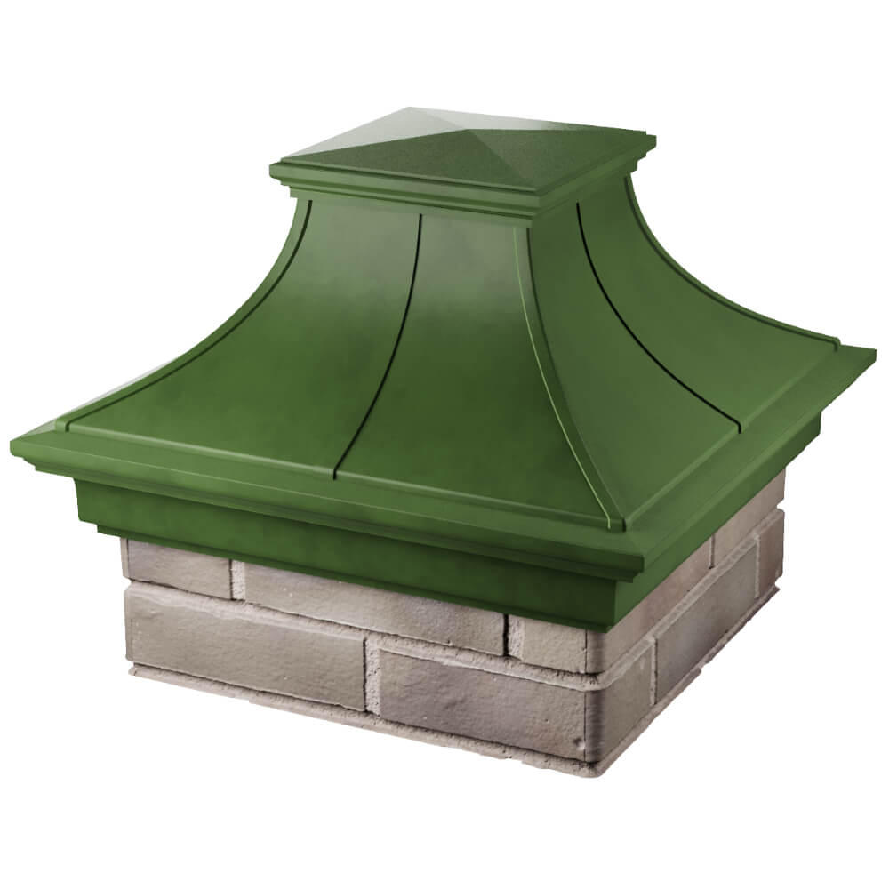 Колпак Zking Монблан Премиум Зеленый на столб 1.5х1.5 кирпича (385х385мм) в Хабаровске фото