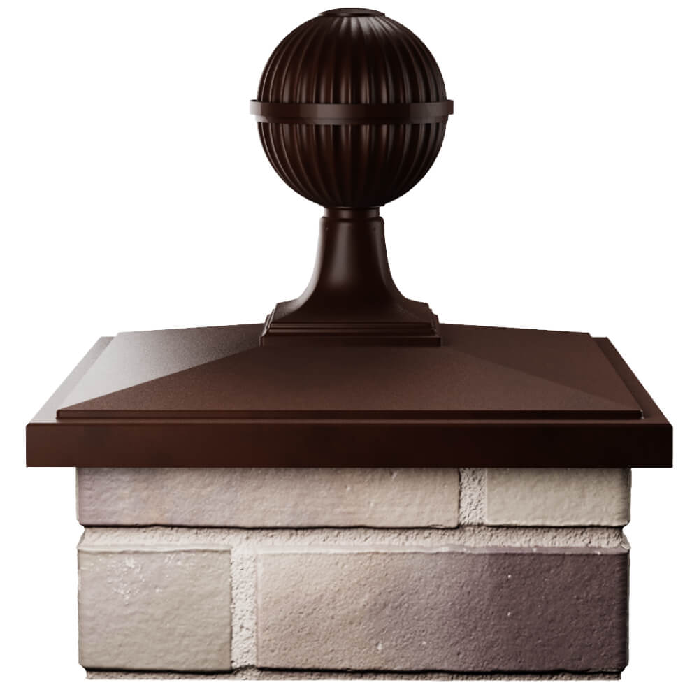 Колпак Zking БонаМоно Коричневый с шаром на столб 1.5х1.5 кирпича (385х385, 400х400мм) в сборе Хабаровск фото