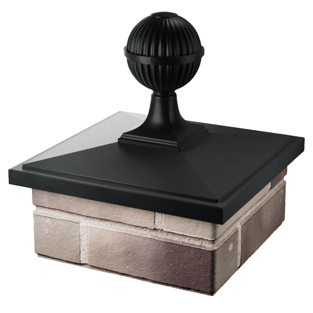 Колпак Zking БонаМоно Черный с шаром на столб 1.5х1.5 кирпича (385х385, 400х400мм) в сборе в Хабаровске фото