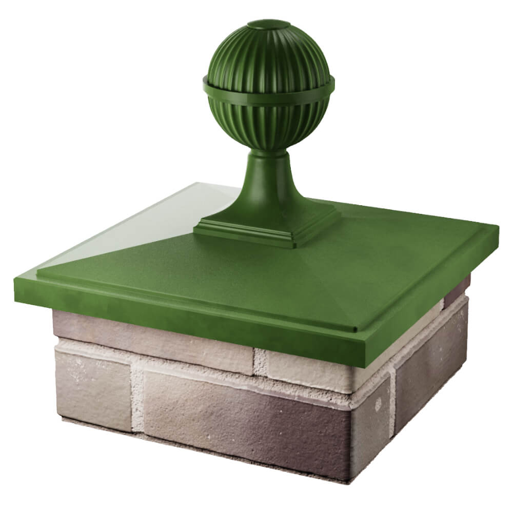 Колпак Zking БонаМоно Зеленый с шаром на столб 1.5х1.5 кирпича (385х385, 400х400мм) в сборе в Хабаровске фото