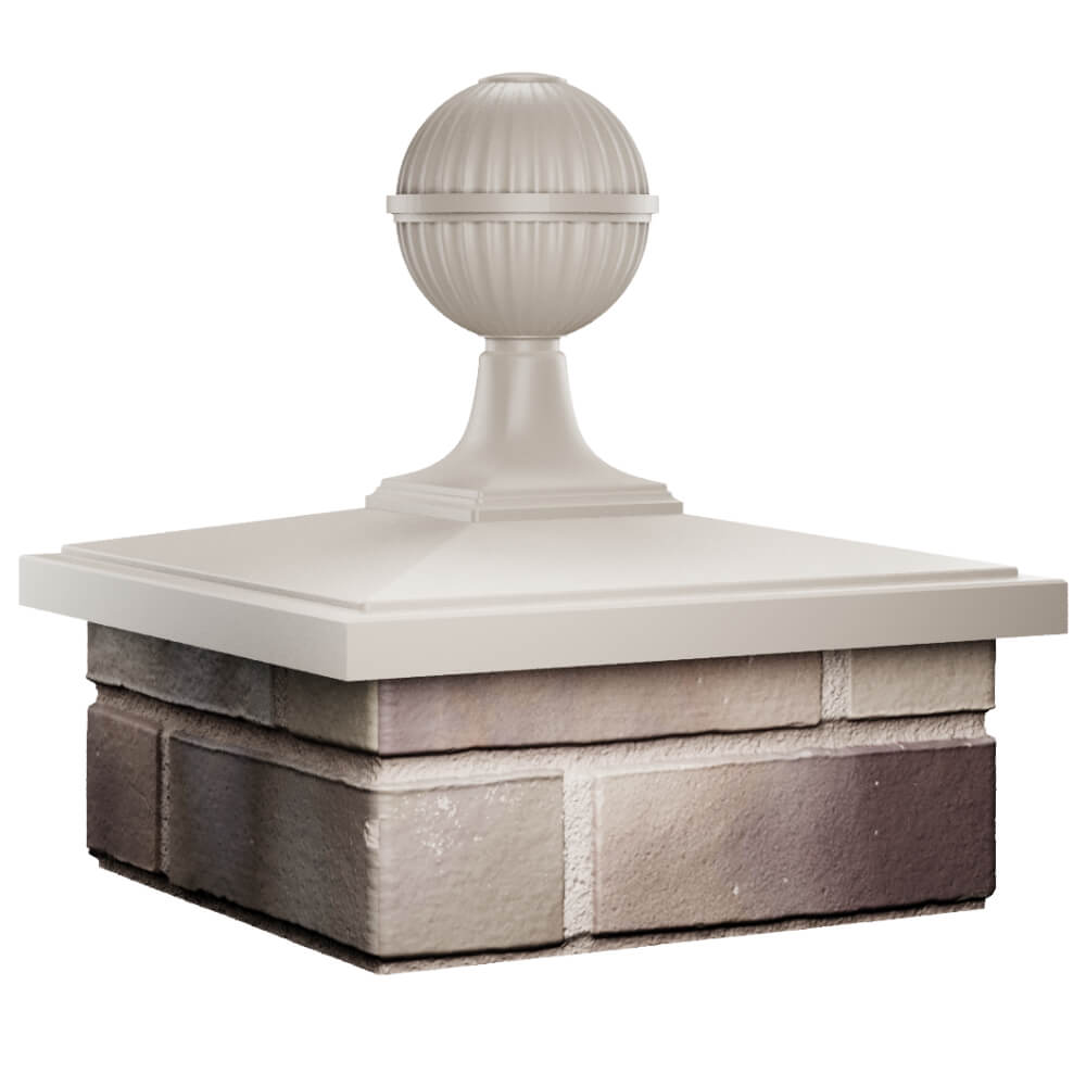 Колпак Zking БонаМоно Бежевый с шаром на столб 1.5х1.5 кирпича (385х385, 400х400мм) в сборе в Хабаровске фото