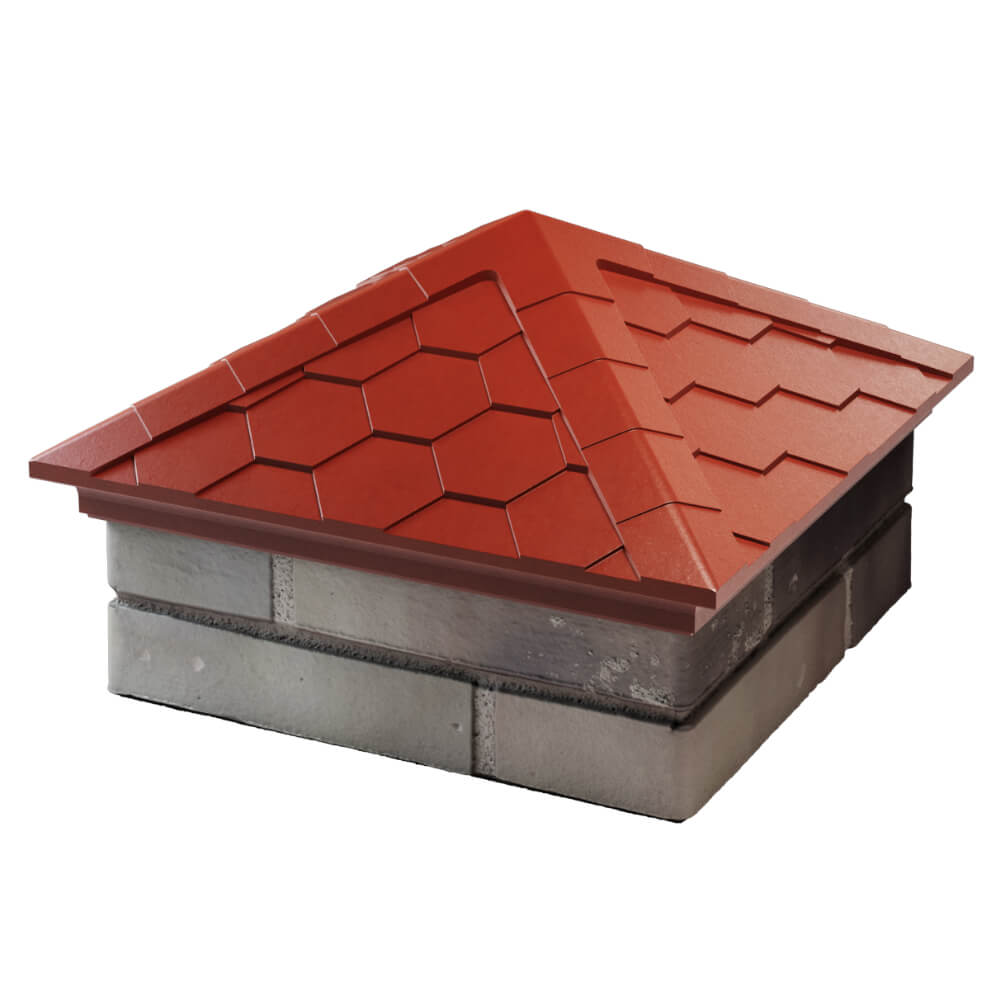 Колпак Zking Эверест Красный на столб 1.5х1.5 кирпича (390х390мм) в Хабаровске фото