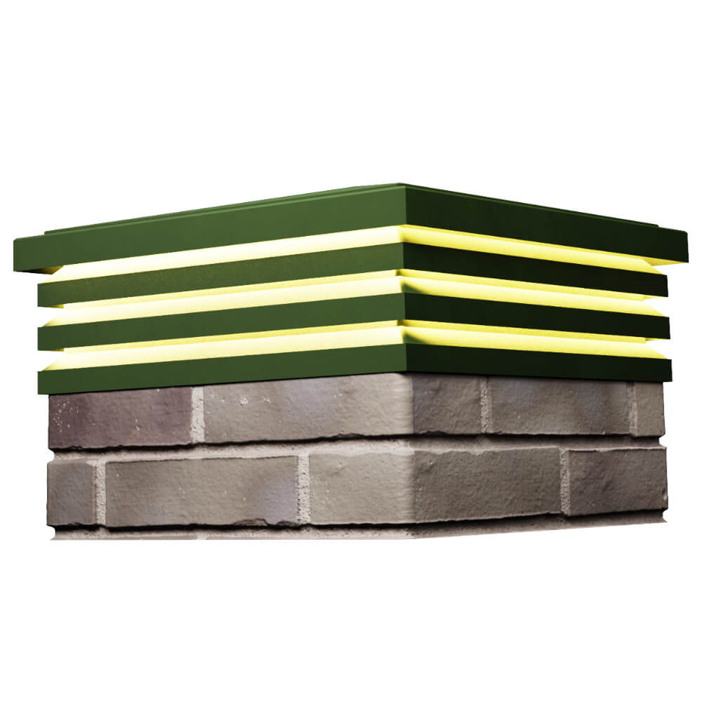 Колпак Zking Бона ХайТек Зеленый на столб 1.5х1.5 кирпича (385х385мм) с подсветкой в Хабаровске фото