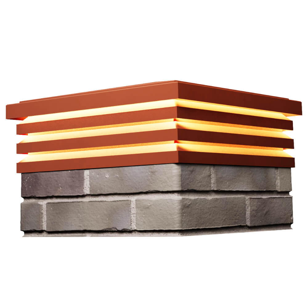 Колпак Zking Бона ХайТек Красный на столб 1.5х1.5 кирпича (385х385мм) с подсветкой в Хабаровске фото