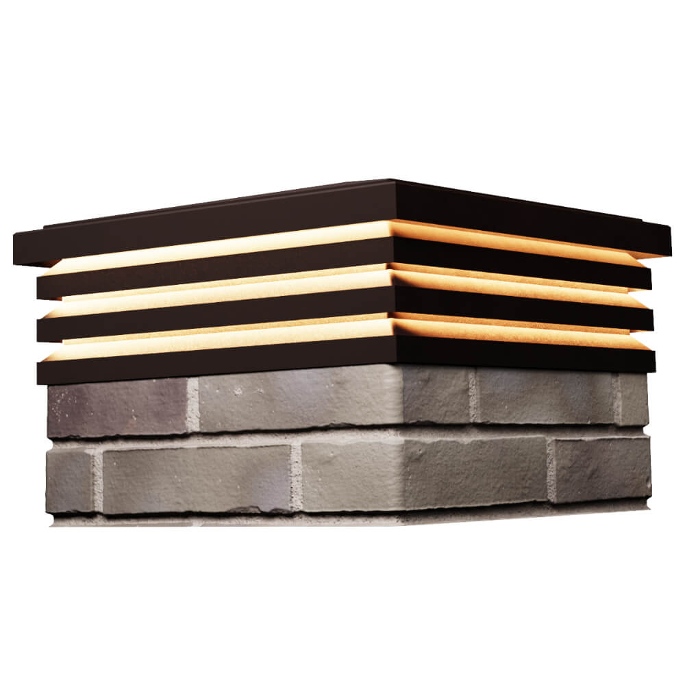 Колпак Zking Бона ХайТек Коричневый на столб 1.5х1.5 кирпича (385х385мм) с подсветкой в Хабаровске фото