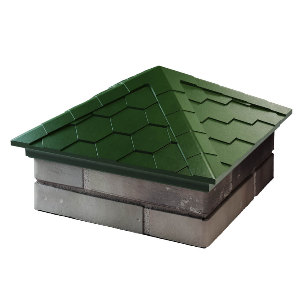 Колпак Zking Эверест Зеленый на столб 1.5х1.5 кирпича (390х390мм) в Хабаровске фото