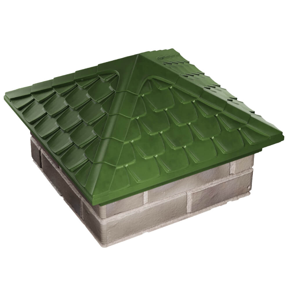 Колпак Zking Эльбрус Зеленый на столб 1.5х1.5 кирпича (385х385мм) в Хабаровске фото