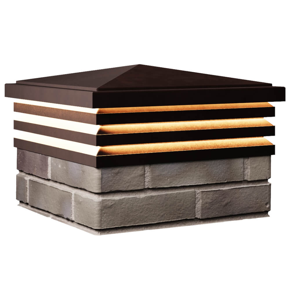 Колпак Zking Бона ХайТек Коричневый на столб 1.5х1.5 кирпича (385х385мм) с подсветкой в Хабаровске фото