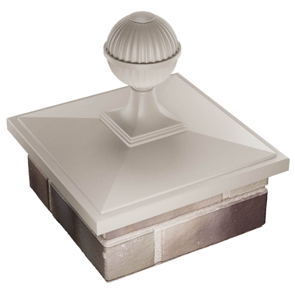 Колпак Zking БонаМоно Бежевый с шаром на столб 1.5х1.5 кирпича (385х385, 400х400мм) в сборе в Хабаровске фото