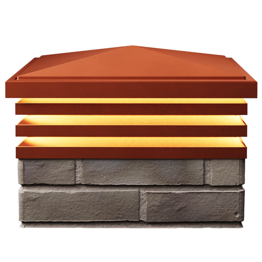 Колпак Zking Бона ХайТек Красный на столб 1.5х1.5 кирпича (385х385мм) с подсветкой в Хабаровске фото