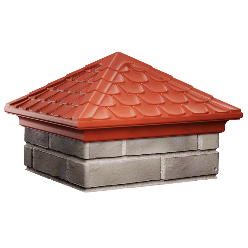 Колпак Zking Эльбрус Красный на столб 1.5х1.5 кирпича (385х385мм) в Хабаровске фото