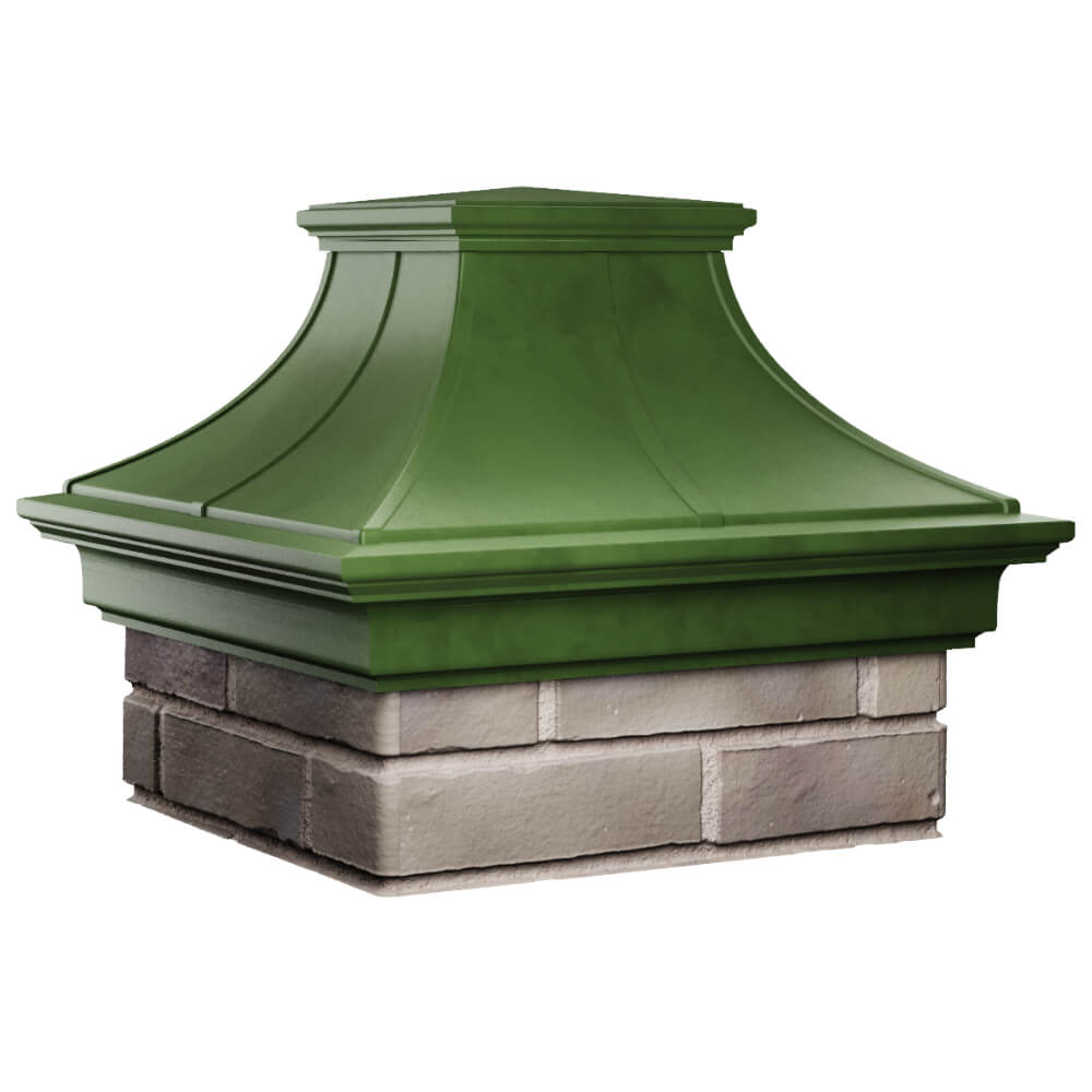 Колпак Zking Монблан Премиум Зеленый на столб 1.5х1.5 кирпича (385х385мм) в Хабаровске фото