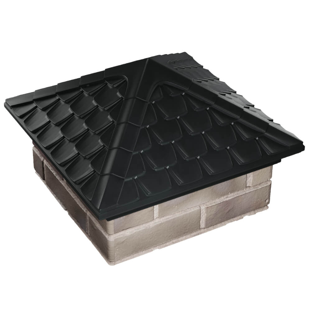 Колпак Zking Эльбрус Черный на столб 1.5х1.5 кирпича (385х385мм) в Хабаровске фото