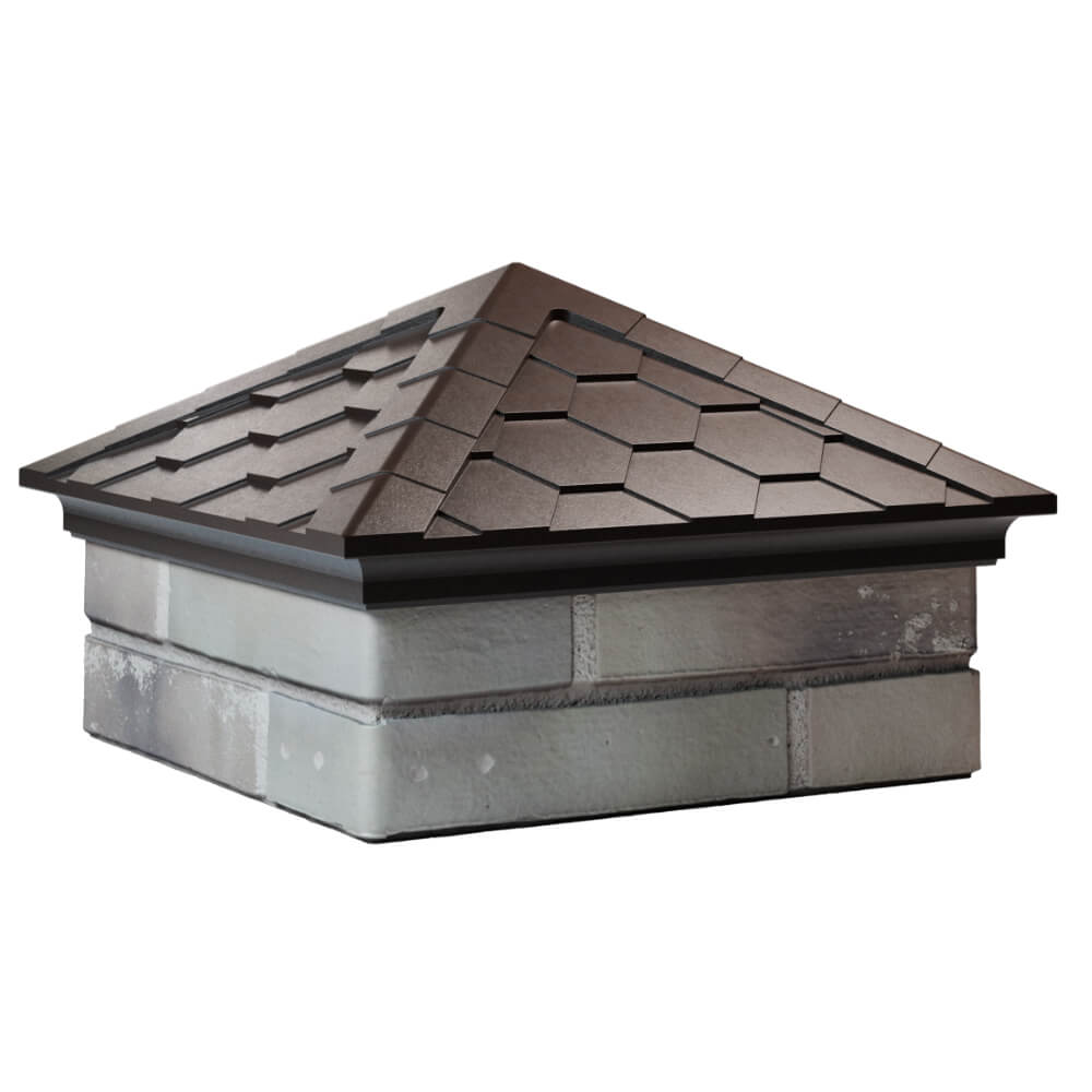 Колпак Zking Эверест Коричневый на столб 1.5х1.5 кирпича (390х390мм) в Хабаровске фото