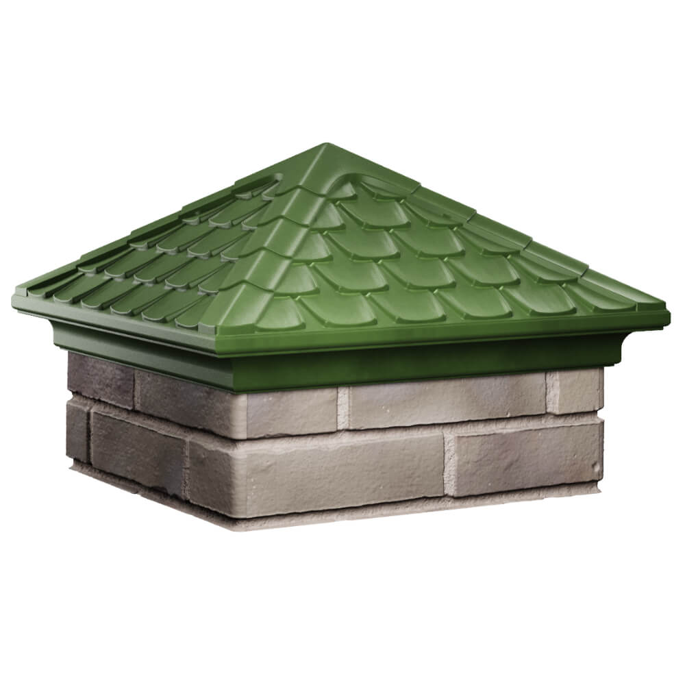 Колпак Zking Эльбрус Зеленый на столб 1.5х1.5 кирпича (385х385мм) в Хабаровске фото