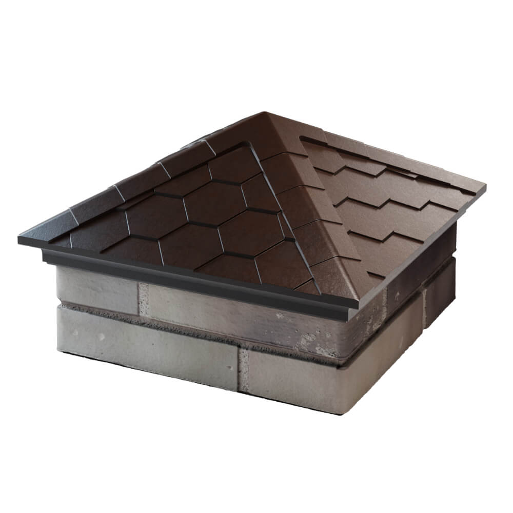 Колпак Zking Эверест Коричневый на столб 1.5х1.5 кирпича (390х390мм) в Хабаровске фото