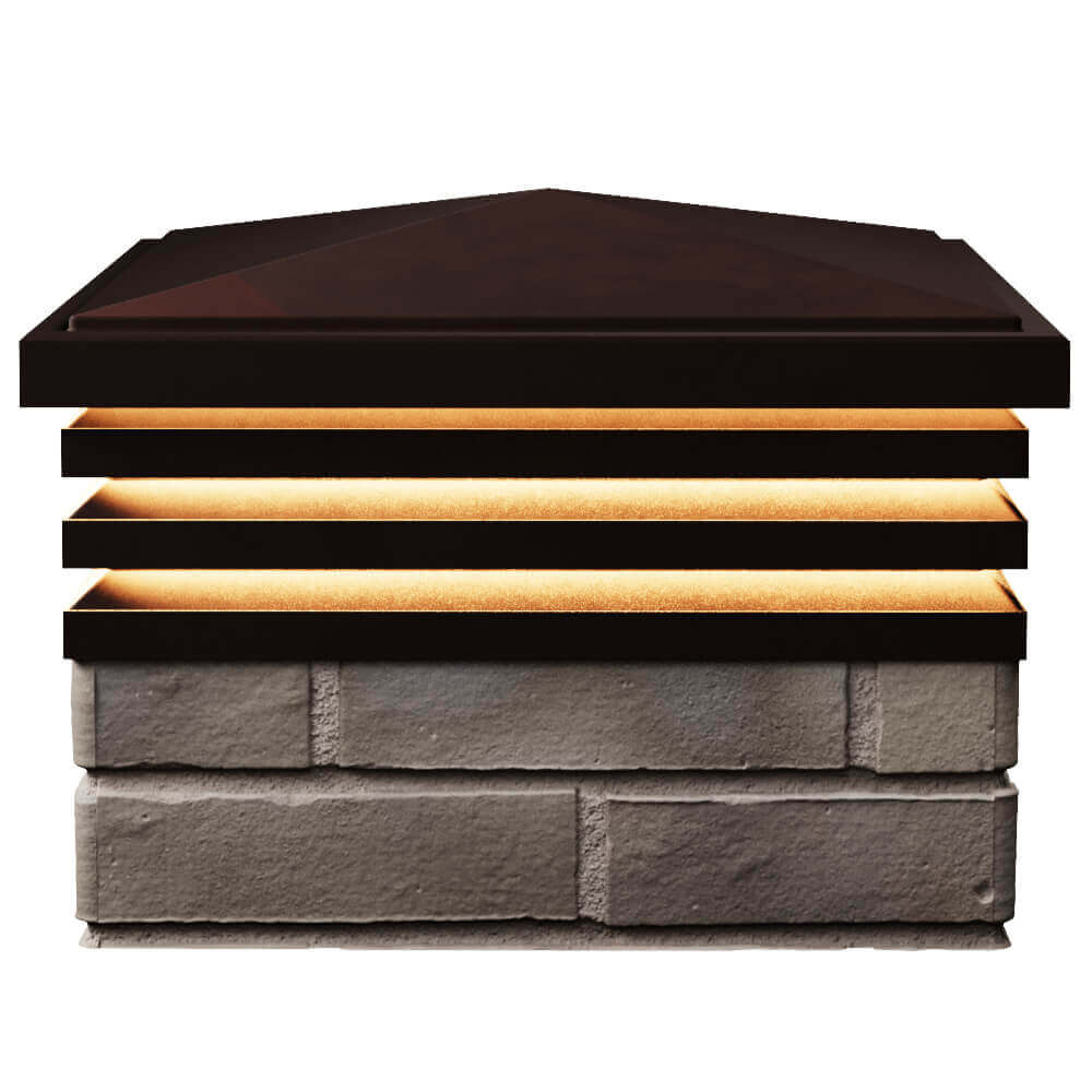 Колпак Zking Бона ХайТек Коричневый на столб 1.5х1.5 кирпича (385х385мм) с подсветкой в Хабаровске фото